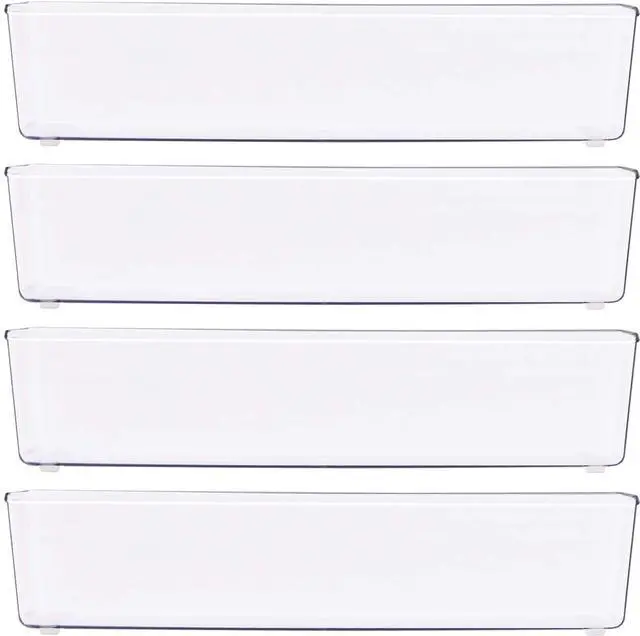 Alt view image 2 of 7 - Clear Drawer Organizer for Office Bin Desk Storage, 3.25"x 9.5", 4 Packs