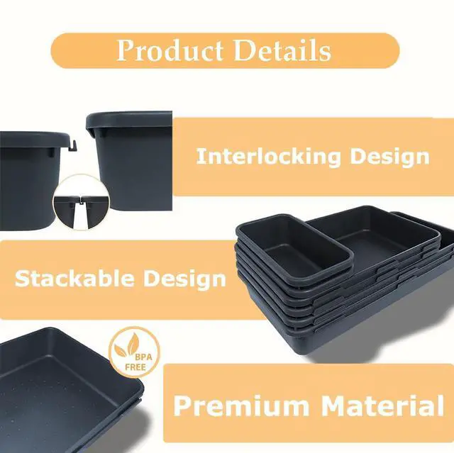 Alt view image 5 of 6 - 6 PCS Large Drawer Organizer, 3 Sizes Plastic Versatile Desk Drawer Organizer Trays, Kitchen Drawer Organization and Plastic Storage Bins for Makeup, Vanity, Kitchen, Utensils, Office, Bathroom