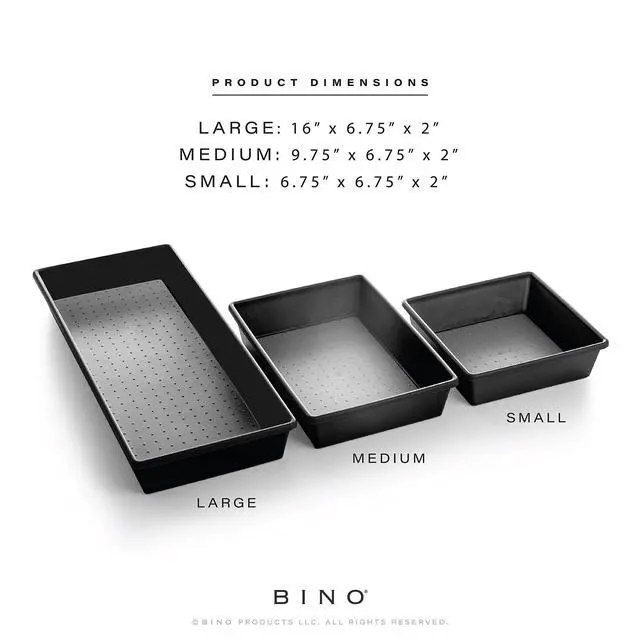 Alt view image 3 of 6 - | 3-Piece Drawer Organizer Bin Set, Large - Grey | THE MODULAR | Multi-Purpose Storage | Soft-Grip Lining and Non-Slip Rubber Feet | Durable | BPA-Free | Desk Drawer Organizer | Vanity Organizer