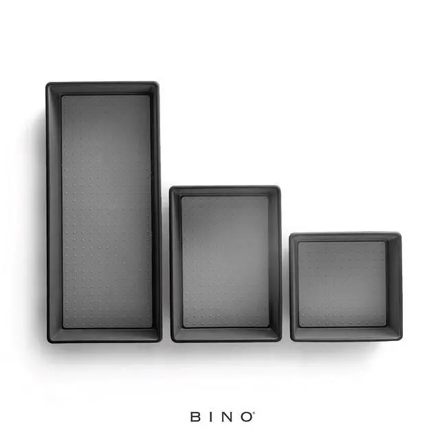 Alt view image 5 of 6 - | 3-Piece Drawer Organizer Bin Set, Large - Grey | THE MODULAR | Multi-Purpose Storage | Soft-Grip Lining and Non-Slip Rubber Feet | Durable | BPA-Free | Desk Drawer Organizer | Vanity Organizer