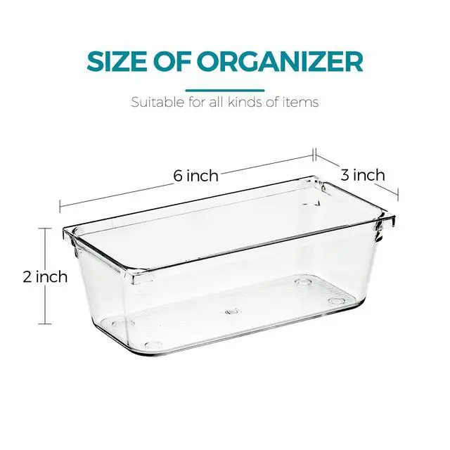 Alt view image 2 of 7 - 4 Pack Drawer Organizers, 3"X 6" Clear Acrylic Storage Bins