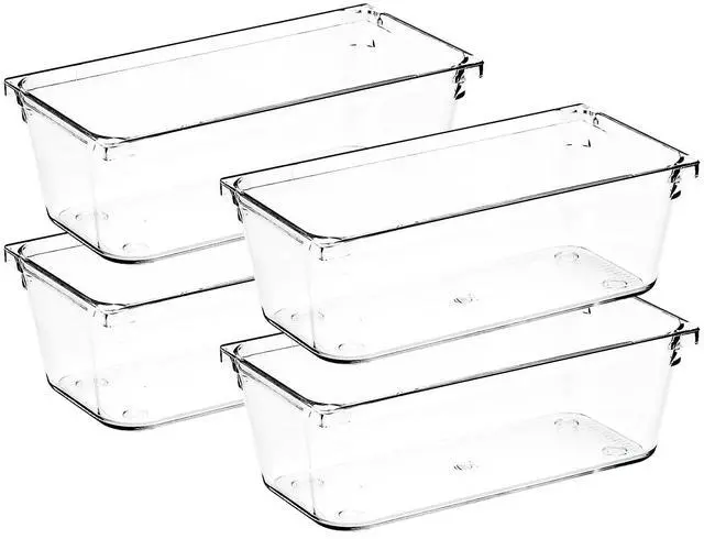 Main image of 4 Pack Drawer Organizers, 3"X 6" Clear Acrylic Storage Bins