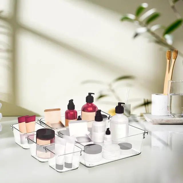 Alt view image 3 of 7 - 4 Pack Drawer Organizers, 3"X 6" Clear Acrylic Storage Bins