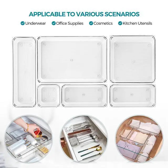 Alt view image 7 of 7 - 4 Pack Drawer Organizers, 3"X 6" Clear Acrylic Storage Bins