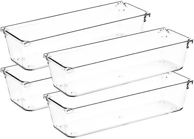 Main image of 4 Pack Drawer Organizers, 3"X 9" Clear Acrylic Storage Bins