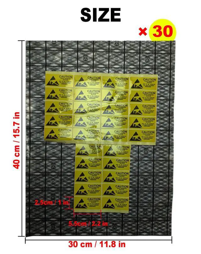 Alt view image 2 of 7 - 30 Pcs Black Mesh Anti Static Bags 15.8x11.8 Inch,with Antistatic Sticker,Open Top ESD Shielding Bags for Motherboards,PCB, Circuit Boards,Graphics Cards & Electronic Components