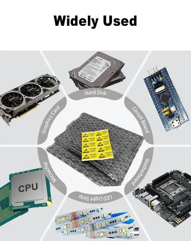 Alt view image 4 of 7 - 30 Pcs Black Mesh Anti Static Bags 15.8x11.8 Inch,with Antistatic Sticker,Open Top ESD Shielding Bags for Motherboards,PCB, Circuit Boards,Graphics Cards & Electronic Components