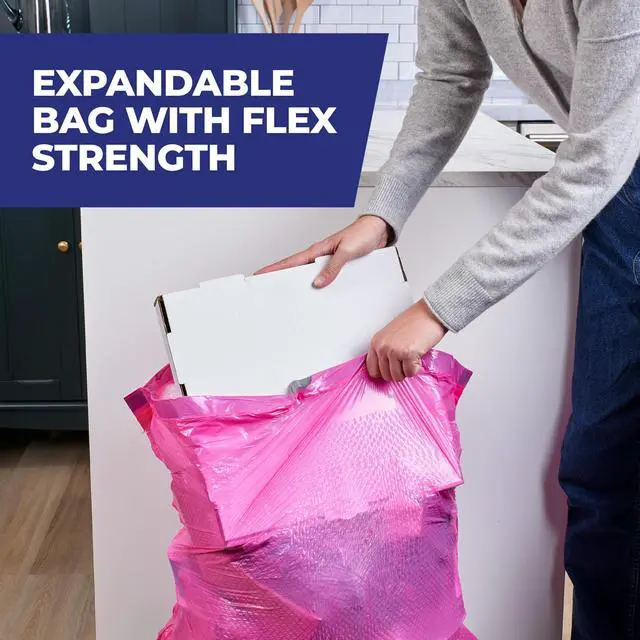 Alt view image 6 of 7 - Strong 13 Gal Pink Kitchen Trash Bags, Watermelon Scent, 110ct