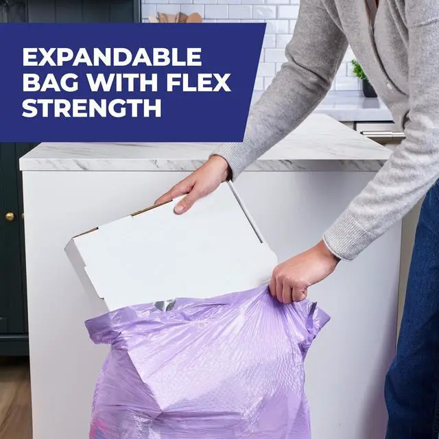 Alt view image 6 of 7 - Ultra Strong 13 Gallon Trash Bags, Tall Kitchen Trash Bags 13 Gallon Size, Resist Leaks, Punctures, and Rips, Continuous Odor Control, Purple, Fabuloso Scent, 110 Bags