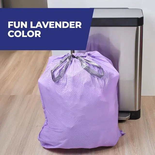 Alt view image 2 of 7 - Ultra Strong 13 Gallon Trash Bags, Tall Kitchen Trash Bags 13 Gallon Size, Resist Leaks, Punctures, and Rips, Continuous Odor Control, Purple, Fabuloso Scent, 110 Bags