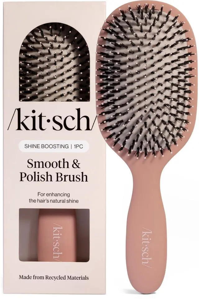 Main image of Smooth & Polish Brush Dual Bristle Detangler Brush, Shine & Frizz Control Vegan Boar & Nylon Hair Brush with Cushioned Pad for Scalp Massage Hair Care Tool for All Hair Types - Terracotta