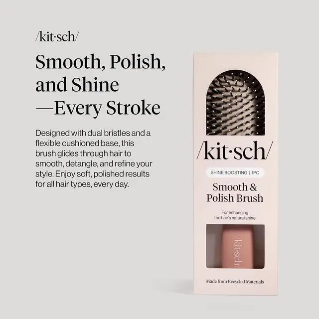 Alt view image 2 of 7 - Smooth & Polish Brush Dual Bristle Detangler Brush, Shine & Frizz Control Vegan Boar & Nylon Hair Brush with Cushioned Pad for Scalp Massage Hair Care Tool for All Hair Types - Terracotta