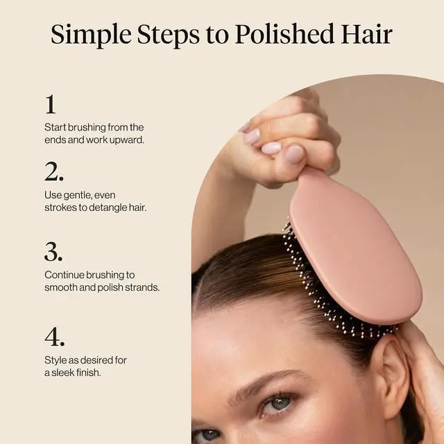 Alt view image 7 of 7 - Smooth & Polish Brush Dual Bristle Detangler Brush, Shine & Frizz Control Vegan Boar & Nylon Hair Brush with Cushioned Pad for Scalp Massage Hair Care Tool for All Hair Types - Terracotta