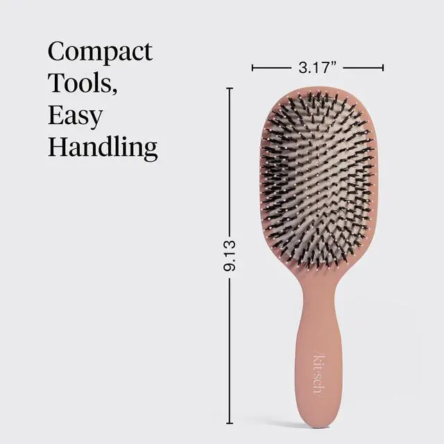 Alt view image 4 of 7 - Smooth & Polish Brush Dual Bristle Detangler Brush, Shine & Frizz Control Vegan Boar & Nylon Hair Brush with Cushioned Pad for Scalp Massage Hair Care Tool for All Hair Types - Terracotta