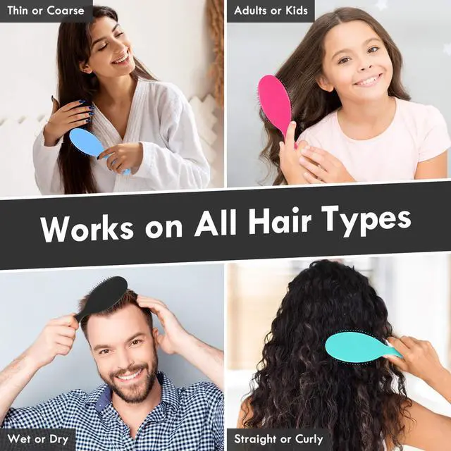 Alt view image 5 of 7 - 4 Pack Detangling Hair Brush - Air Cushion Detangler Hairbrush with Ultra Soft Bristles for Effortless Tangle Removal For Wet Dry Damaged Curly Fragile Hair for Women Men Boys Girls Adult Kids