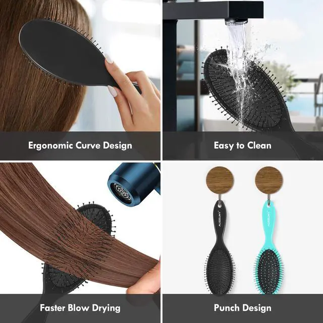 Alt view image 6 of 7 - 4 Pack Detangling Hair Brush - Air Cushion Detangler Hairbrush with Ultra Soft Bristles for Effortless Tangle Removal For Wet Dry Damaged Curly Fragile Hair for Women Men Boys Girls Adult Kids