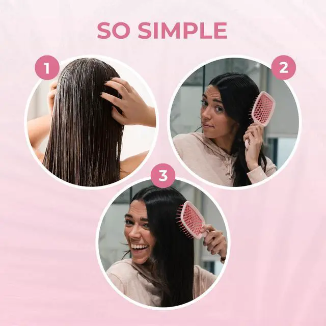 Alt view image 7 of 7 - UNbrush Detangling Brush for Pain-Free Brushing on All Wet or Dry Hair Types Durable DuoFlex Anti-Static Bristles, Lightweight Handle, Vented Hair Brush, Peony Light Pink