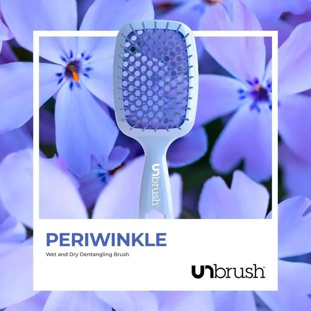 Alt view image 6 of 7 - UNbrush Detangling Brush for Pain-Free Brushing on All Wet or Dry Hair Types Durable DuoFlex Anti-Static Bristles, Lightweight Handle, Vented Hair Brush, Periwinkle Light Blue