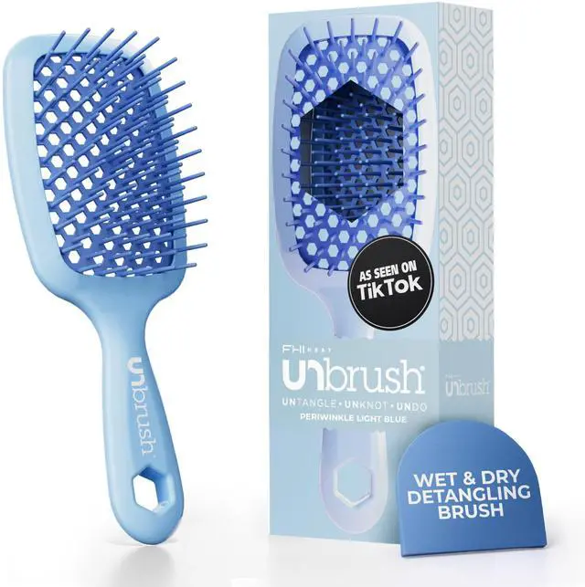 Main image of UNbrush Detangling Brush for Pain-Free Brushing on All Wet or Dry Hair Types Durable DuoFlex Anti-Static Bristles, Lightweight Handle, Vented Hair Brush, Periwinkle Light Blue