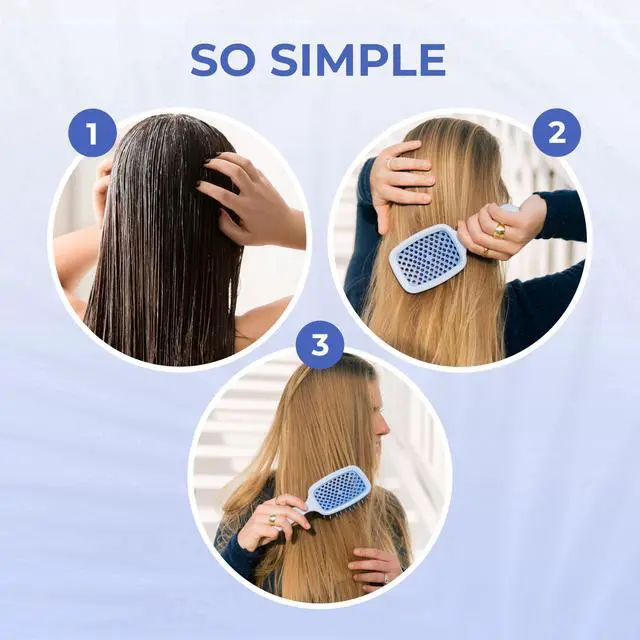 Alt view image 7 of 7 - UNbrush Detangling Brush for Pain-Free Brushing on All Wet or Dry Hair Types Durable DuoFlex Anti-Static Bristles, Lightweight Handle, Vented Hair Brush, Periwinkle Light Blue