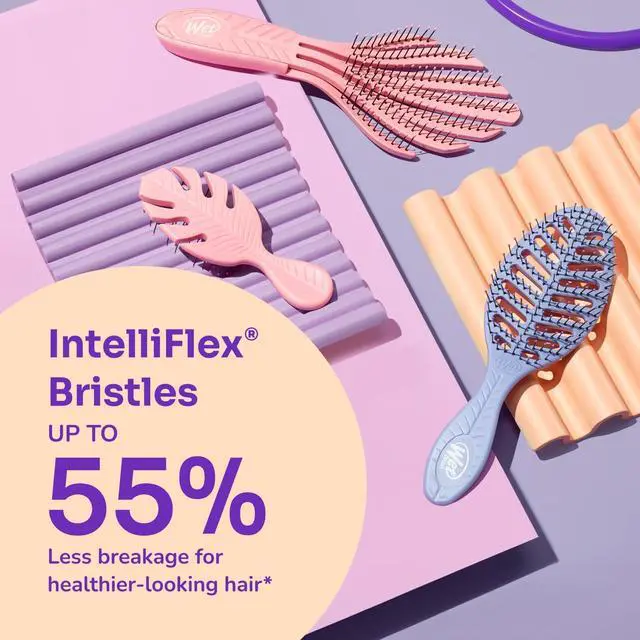 Alt view image 4 of 7 - Go Green Curl Detangler Hair Brush - Pale Pink Ultra-Soft IntelliFlex Detangling Bristles Glide Through Tangles with Ease - Great For Curly Hair-No Split Ends & Pain-Free for Wet or Dry Hair