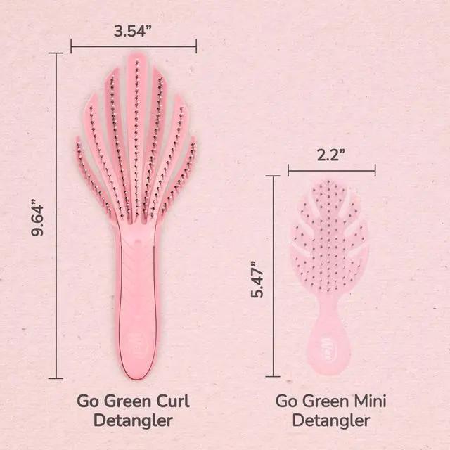 Alt view image 6 of 7 - Go Green Curl Detangler Hair Brush - Pale Pink Ultra-Soft IntelliFlex Detangling Bristles Glide Through Tangles with Ease - Great For Curly Hair-No Split Ends & Pain-Free for Wet or Dry Hair