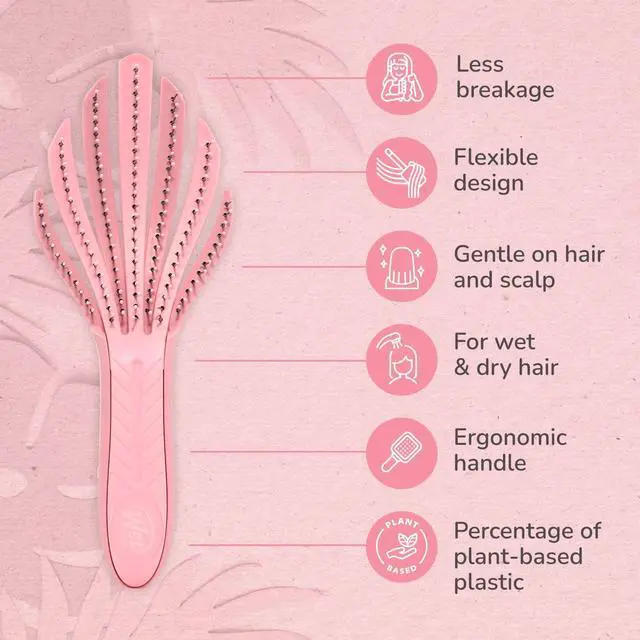 Alt view image 3 of 7 - Go Green Curl Detangler Hair Brush - Pale Pink Ultra-Soft IntelliFlex Detangling Bristles Glide Through Tangles with Ease - Great For Curly Hair-No Split Ends & Pain-Free for Wet or Dry Hair