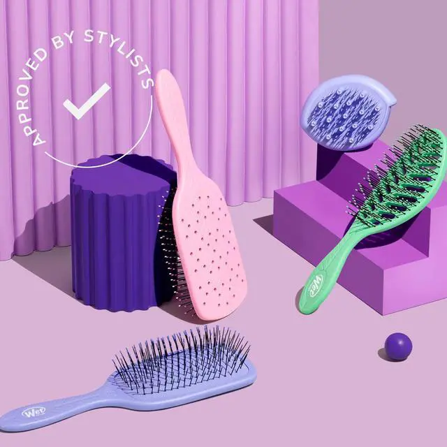 Alt view image 7 of 7 - Go Green Curl Detangler Hair Brush - Pale Pink Ultra-Soft IntelliFlex Detangling Bristles Glide Through Tangles with Ease - Great For Curly Hair-No Split Ends & Pain-Free for Wet or Dry Hair