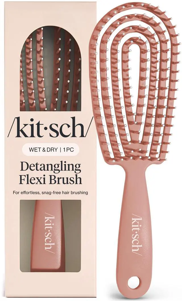 Main image of Hair Brush Detangler Flexi Flow Hair Brush for Women, Men & Kids | Detangling Brushes for Curly Hair with Bendable Frame, Bounce Curl Defining Brush for Wet or Dry Strands - Terracotta