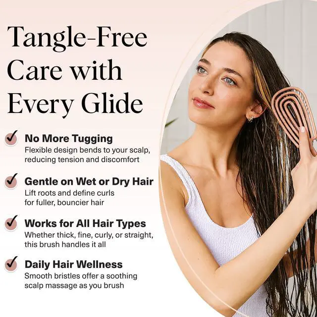 Alt view image 2 of 7 - Hair Brush Detangler Flexi Flow Hair Brush for Women, Men & Kids | Detangling Brushes for Curly Hair with Bendable Frame, Bounce Curl Defining Brush for Wet or Dry Strands - Terracotta