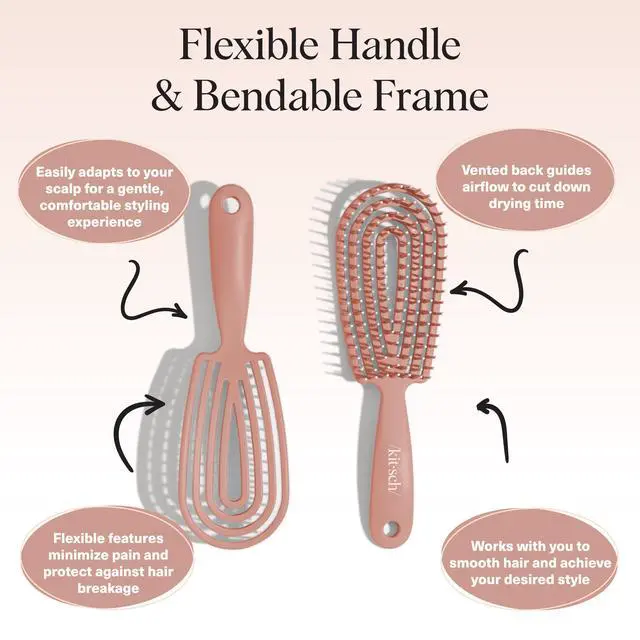 Alt view image 4 of 7 - Hair Brush Detangler Flexi Flow Hair Brush for Women, Men & Kids | Detangling Brushes for Curly Hair with Bendable Frame, Bounce Curl Defining Brush for Wet or Dry Strands - Terracotta