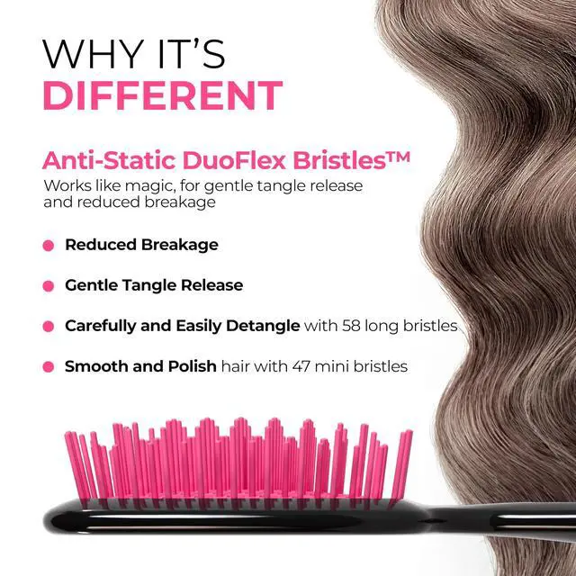 Alt view image 2 of 7 - UNbrush Detangling Brush for Pain-Free Brushing on All Wet or Dry Hair Types Durable DuoFlex Anti-Static Bristles, Lightweight Handle, Vented Hair Brush, Cherry Blossom