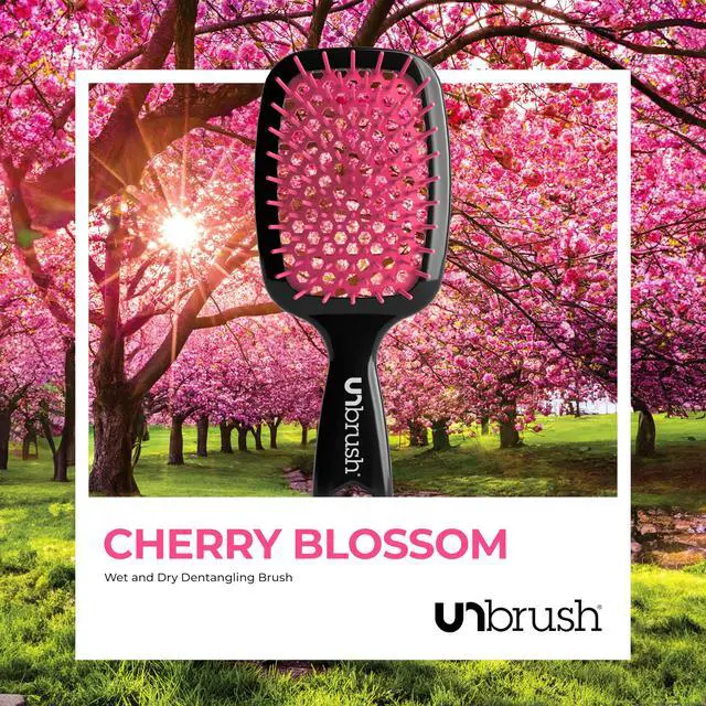 Alt view image 6 of 7 - UNbrush Detangling Brush for Pain-Free Brushing on All Wet or Dry Hair Types Durable DuoFlex Anti-Static Bristles, Lightweight Handle, Vented Hair Brush, Cherry Blossom