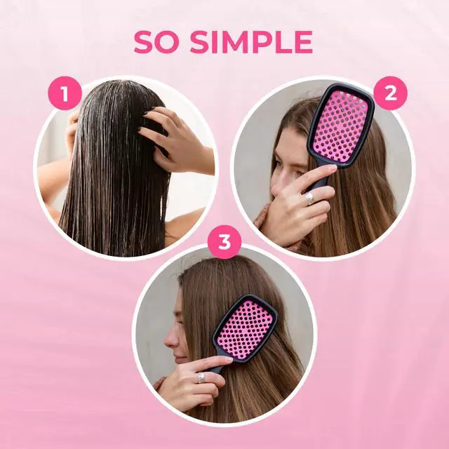 Alt view image 7 of 7 - UNbrush Detangling Brush for Pain-Free Brushing on All Wet or Dry Hair Types Durable DuoFlex Anti-Static Bristles, Lightweight Handle, Vented Hair Brush, Cherry Blossom