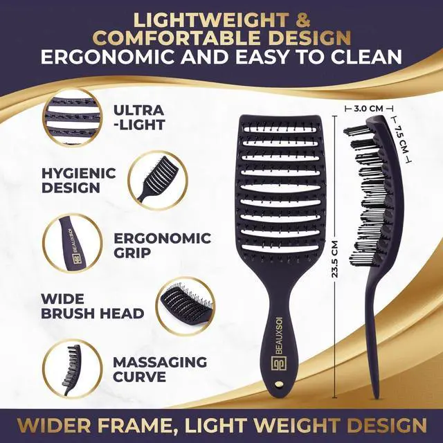 Alt view image 2 of 7 - Vented Detangling Brush for Wet or Dry, Thick, Coily, and Curly Hair | Curved Vent Brush for Blow Drying