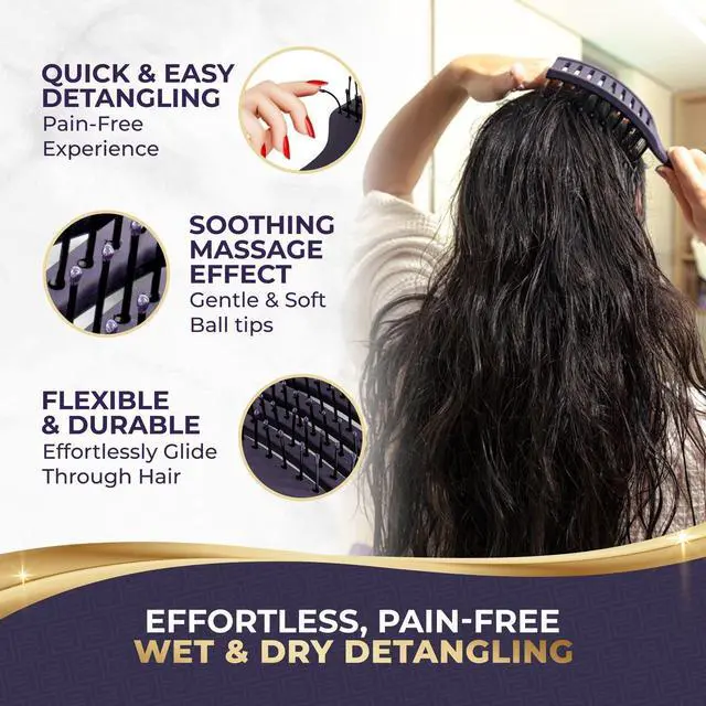 Alt view image 3 of 7 - Vented Detangling Brush for Wet or Dry, Thick, Coily, and Curly Hair | Curved Vent Brush for Blow Drying