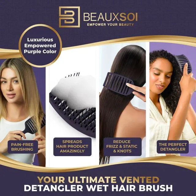 Alt view image 6 of 7 - Vented Detangling Brush for Wet or Dry, Thick, Coily, and Curly Hair | Curved Vent Brush for Blow Drying