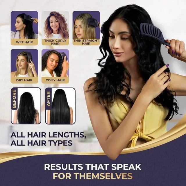 Alt view image 7 of 7 - Vented Detangling Brush for Wet or Dry, Thick, Coily, and Curly Hair | Curved Vent Brush for Blow Drying