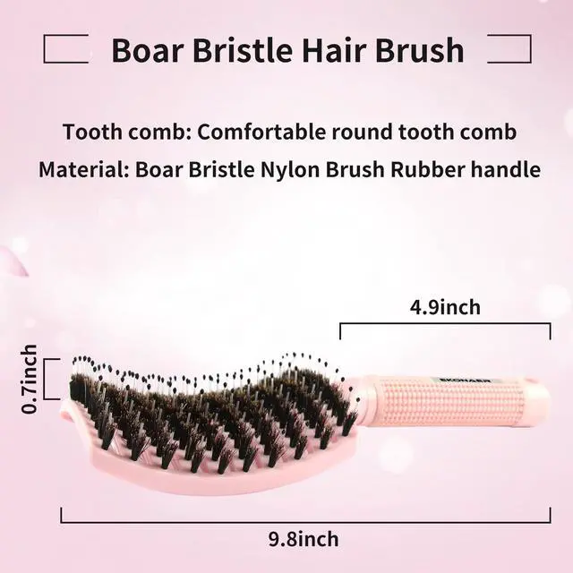 Alt view image 6 of 7 - 3 Pack Vented Quick Drying Massage Blow Detangler Brush,Boar Bristle Hair Brush Set-Curved,Detangling Hair Brush for Women Long,Thick, Thin, Curly(Green)