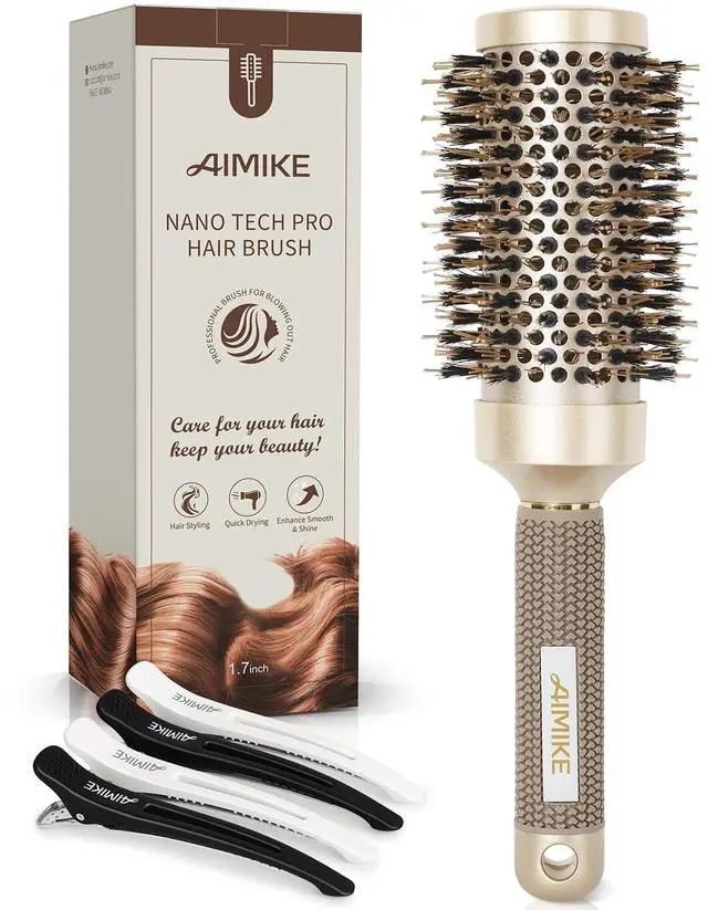 Main image of Round Brush for Blow Out, Medium Round Hair Brush Nano Thermal Ceramic & Ionic Tech, for Blow Drying & Styling, Curling and Shine - 2.9 inch Barrel w/Boar Bristles