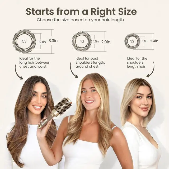 Alt view image 2 of 7 - Round Brush for Blow Out, Medium Round Hair Brush Nano Thermal Ceramic & Ionic Tech, for Blow Drying & Styling, Curling and Shine - 2.9 inch Barrel w/Boar Bristles