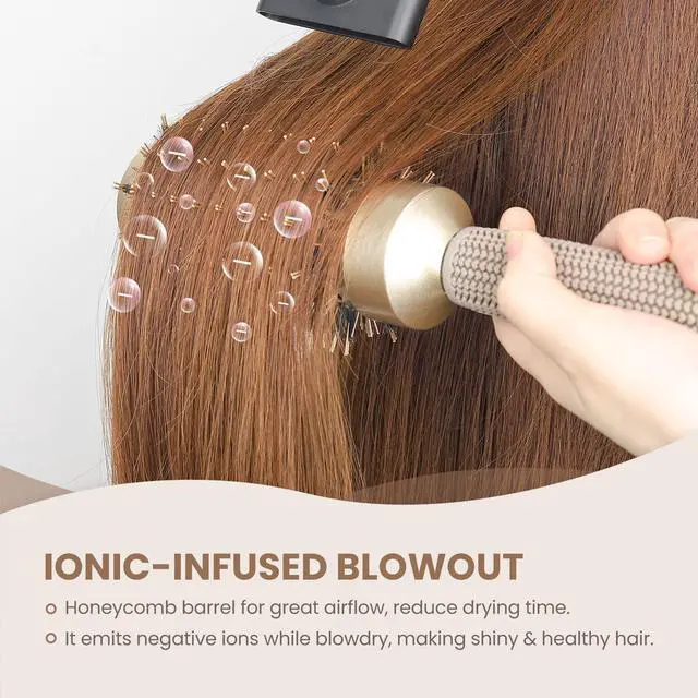 Alt view image 5 of 7 - Round Brush for Blow Out, Medium Round Hair Brush Nano Thermal Ceramic & Ionic Tech, for Blow Drying & Styling, Curling and Shine - 2.9 inch Barrel w/Boar Bristles