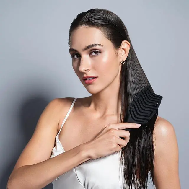 Alt view image 2 of 7 - Detangle & Massage Brush Wet & Dry Brush With Ergonomic Paddle, Non Slip Grip Scalp Massager with Soft Flexible Bristles, Anti-Breakage Hairbrush for Thick, Curly, Straight, Fine Hair