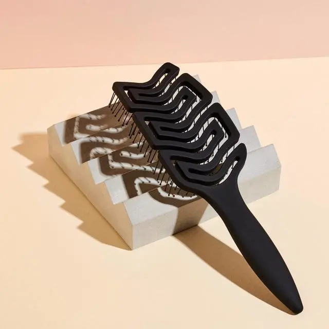 Alt view image 6 of 7 - Detangle & Massage Brush Wet & Dry Brush With Ergonomic Paddle, Non Slip Grip Scalp Massager with Soft Flexible Bristles, Anti-Breakage Hairbrush for Thick, Curly, Straight, Fine Hair