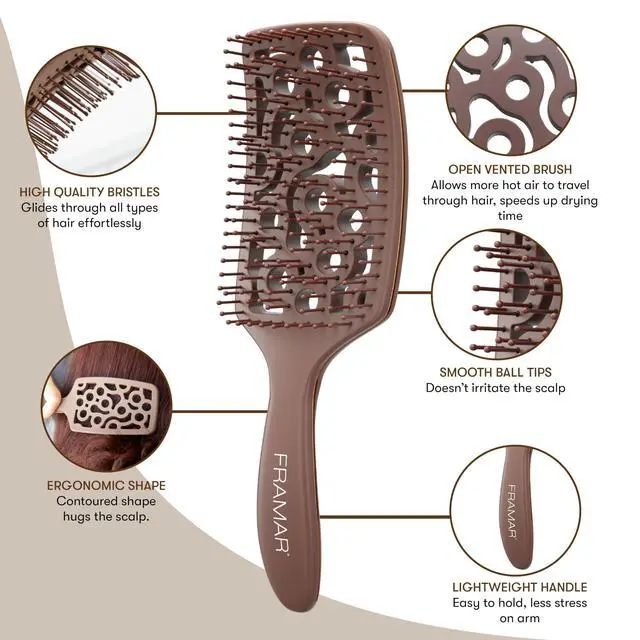 Alt view image 4 of 7 - Professional Vented Hair Brush Curved Hair Brush For Blow Drying, Wet Paddle Brush For Hair, Vent Brush For Blow Drying, Wet Hairbrush For Women Heat Resistant Chocolate