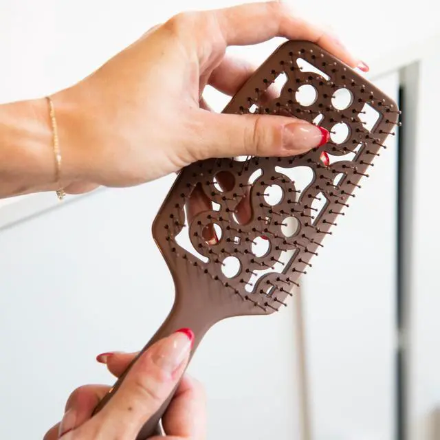 Alt view image 7 of 7 - Professional Vented Hair Brush Curved Hair Brush For Blow Drying, Wet Paddle Brush For Hair, Vent Brush For Blow Drying, Wet Hairbrush For Women Heat Resistant Chocolate