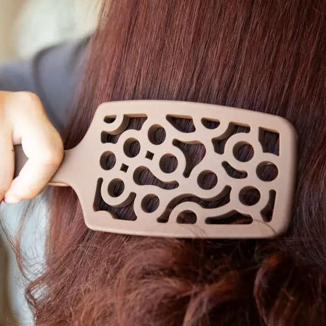 Alt view image 6 of 7 - Professional Vented Hair Brush Curved Hair Brush For Blow Drying, Wet Paddle Brush For Hair, Vent Brush For Blow Drying, Wet Hairbrush For Women Heat Resistant Chocolate