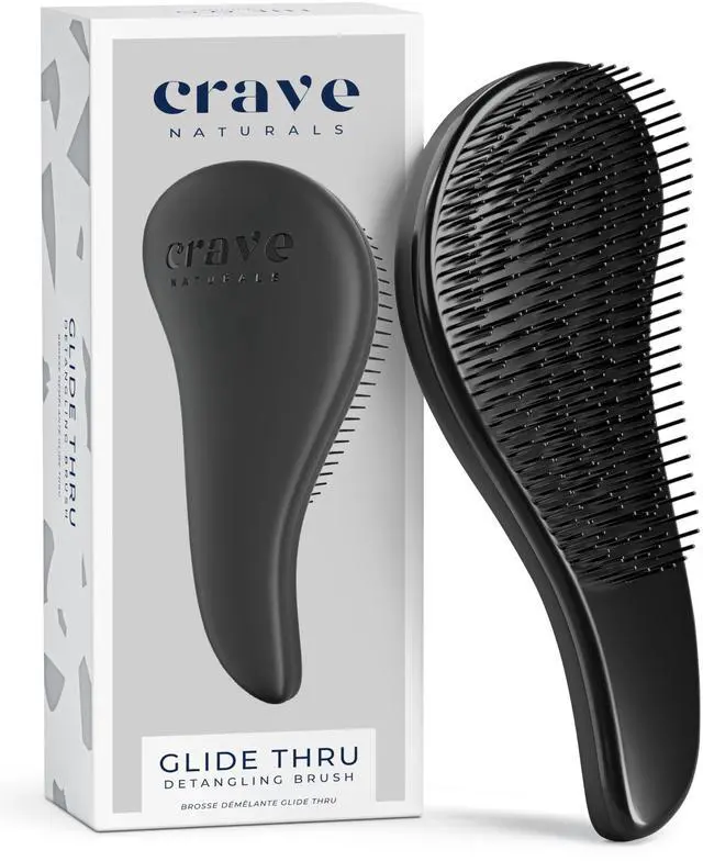 Main image of Glide Thru Detangling Brush, Detangler Brush for Curly, Straight, Wet and Dry Hair Comb for Adults and Kids, Hair Accessories for Women, Black