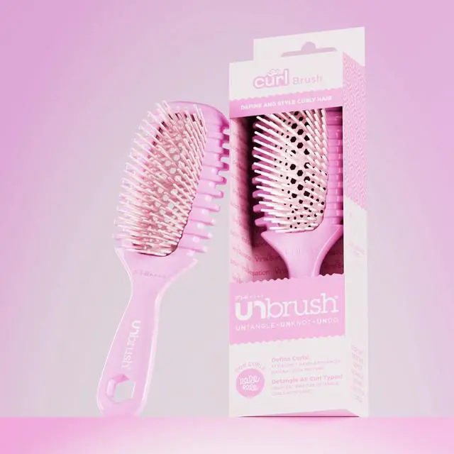 Alt view image 4 of 7 - UNbrush Curl Defining Brush Wavy, Coily, and Curly Hair Brush with DuoFlex Bristles & StyleCurl Handle for Gentle Detangling & Faster Styling on Wet Hair - Pink Clouds