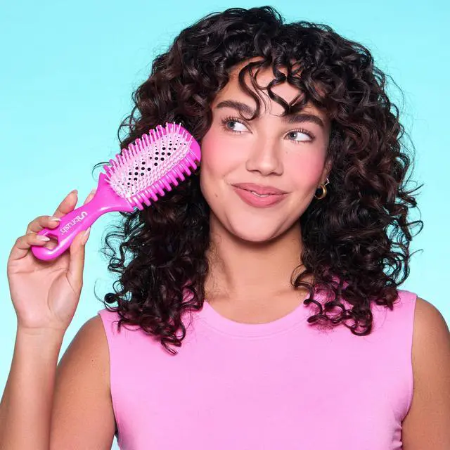 Alt view image 7 of 7 - UNbrush Curl Defining Brush Wavy, Coily, and Curly Hair Brush with DuoFlex Bristles & StyleCurl Handle for Gentle Detangling & Faster Styling on Wet Hair - Pink Clouds